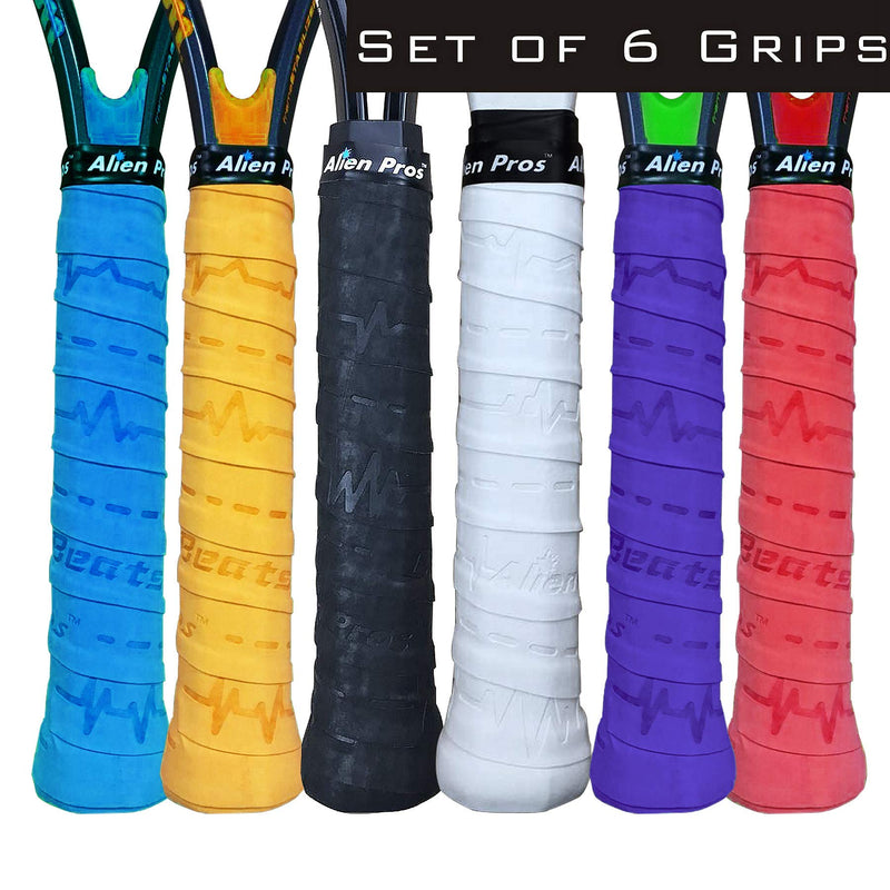 ALIEN PROS Tennis Racket Grip Tape (6 Grips) – Precut and Dry Feel Tennis Grip – Designer Tennis Overgrip Grip Tape Tennis Racket – Wrap Your Racquet for High Performance (6 Grips) 6-Pack Beats - BeesActive Australia