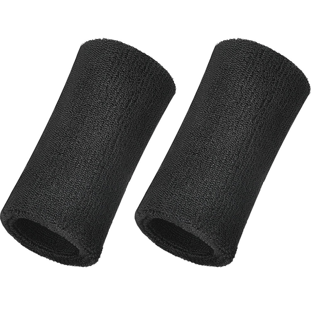 WILLBOND 6 Inch Wrist Sweatband Sport Wristbands Elastic Athletic Cotton Wrist Bands for Sports 2 Pieces Black - BeesActive Australia