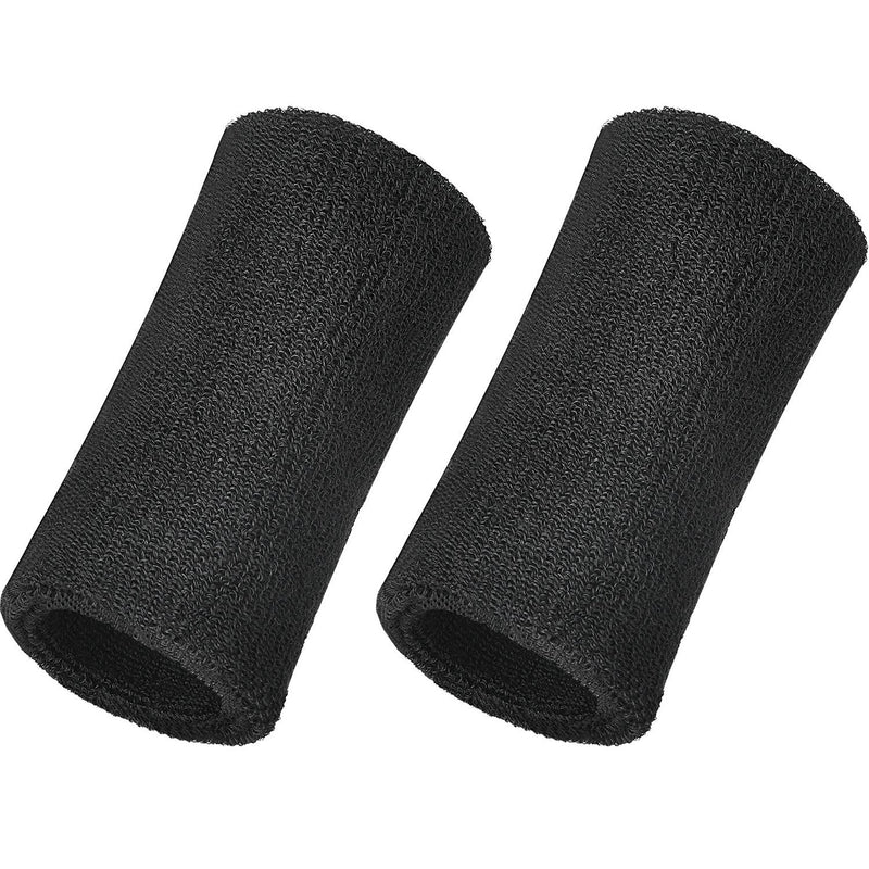 WILLBOND 6 Inch Wrist Sweatband Sport Wristbands Elastic Athletic Cotton Wrist Bands for Sports 2 Pieces Black - BeesActive Australia