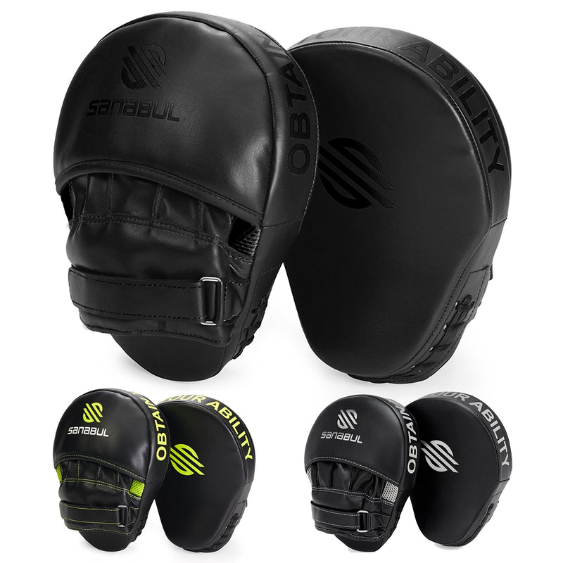 Sanabul Essential Curved Boxing MMA Punching Mitts AllBlack - BeesActive Australia
