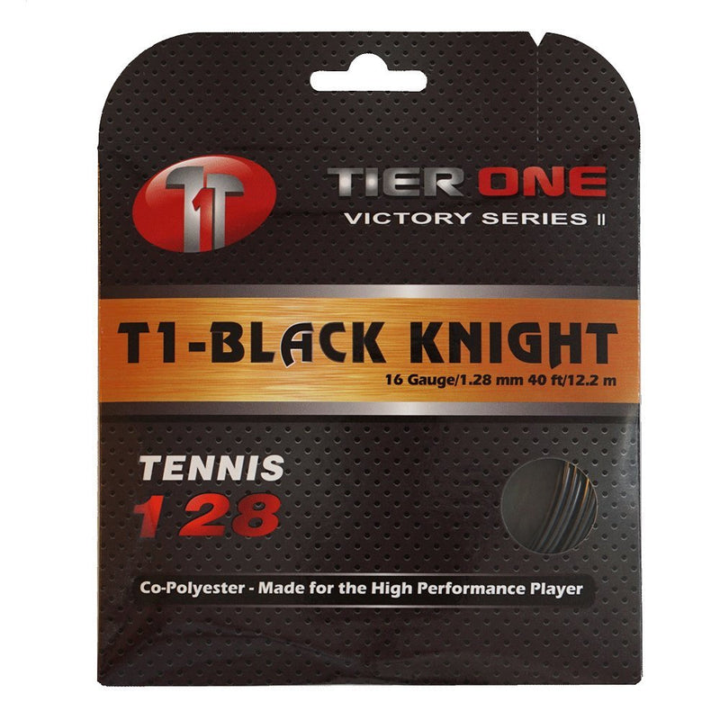 Tier One Sports Black Knight - Co-Poly Tennis String for The High Performance Player Set - Black 16 gauge (1.28 mm) - 12,2 m set - BeesActive Australia