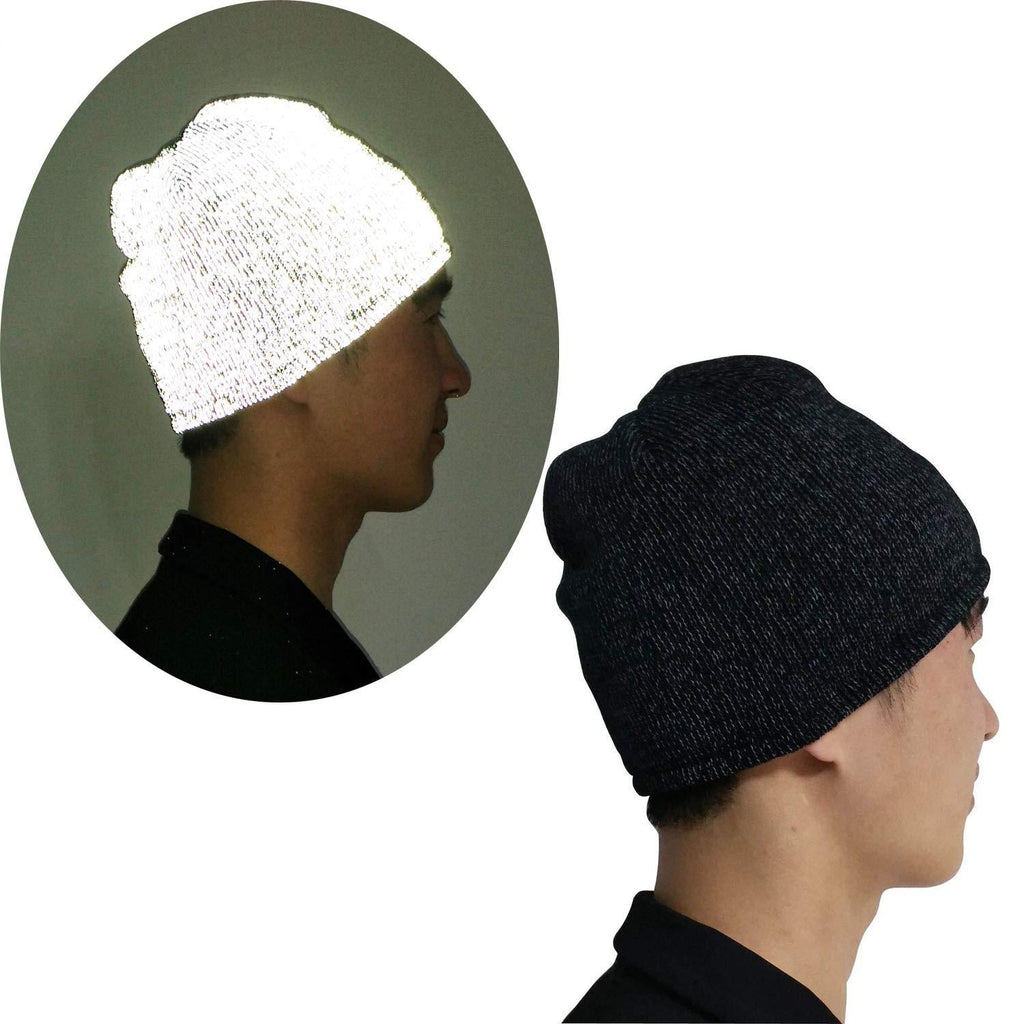 AMNQUERXUS Reflective Beanie High Visibility Warm Loop Knit Hats, Safety Soft & Cozy Cap for Running Walking Cycling Jogging, Unisex Adult One Size for Man Women Athletic Sports Beanie 1 Pack - BeesActive Australia