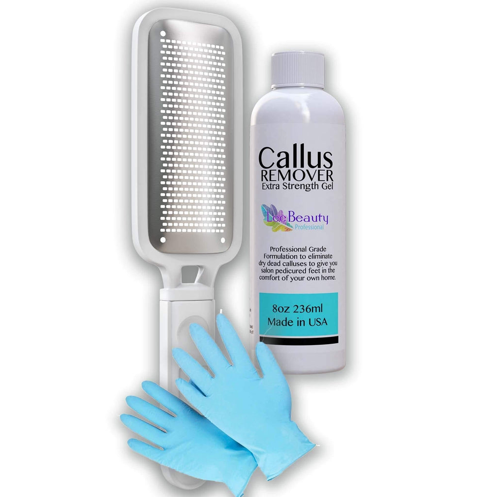 8oz Callus Remover Gel and Foot File/Foot Rasp Spa Kit. Professional Foot Care for dry, cracked heels. Soak in foot spa then apply callus gel to feet, and use foot scraper to peel off dead skin. - BeesActive Australia