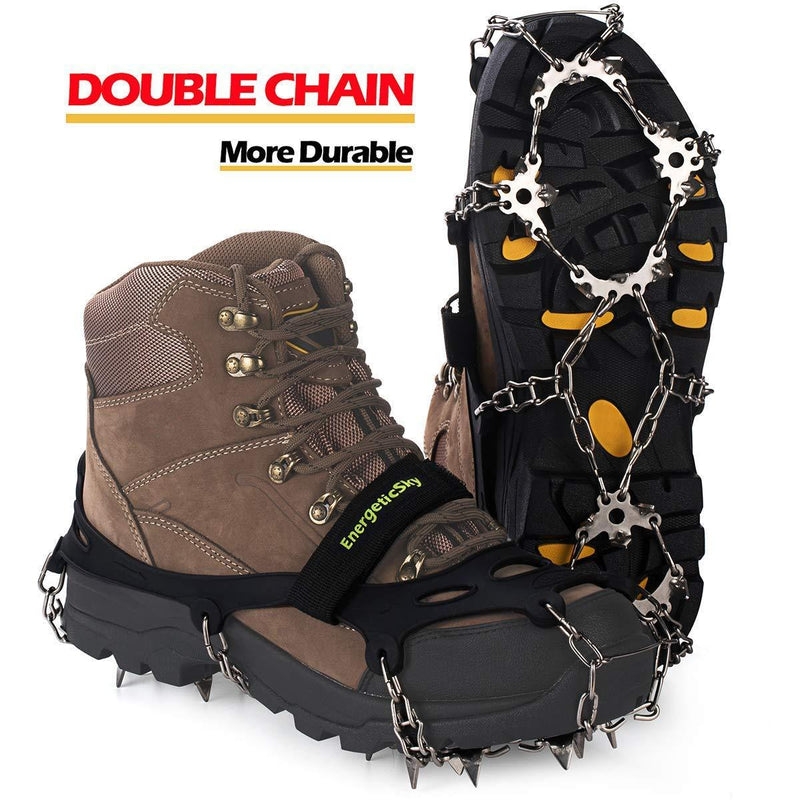 EnergeticSky Upgraded Version of Walk Traction Ice Cleat Spikes Crampons,True Stainless Steel Spikes and Durable Silicone,Boots for Hiking On Ice & Snow Ground,Mountian. Black Large - BeesActive Australia
