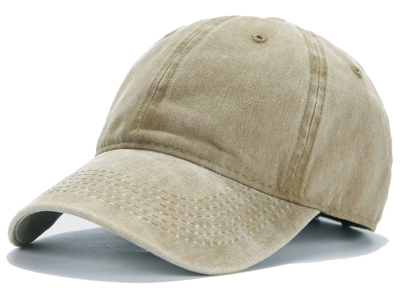 Edoneery Men Women Plain Cotton Adjustable Washed Twill Low Profile Baseball Cap Hat(A1008) A-khaki - BeesActive Australia