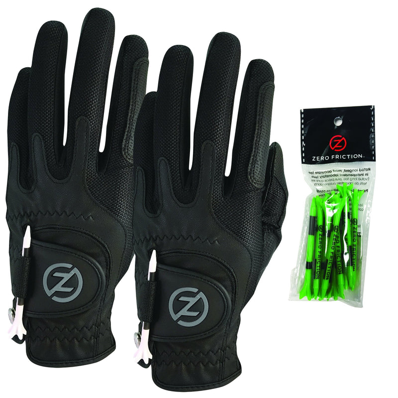 Zero Friction Men's Compression-Fit Synthetic Golf Glove (2 Pack), Universal Fit One Size Left Black/Black - BeesActive Australia