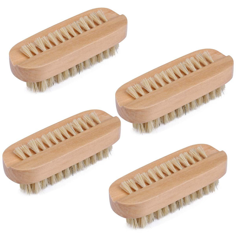 Tbestmax Cleaning Nail Brush Wood 2 Side for Manicure Pedicure Women Kids 4 Pack Brown - BeesActive Australia
