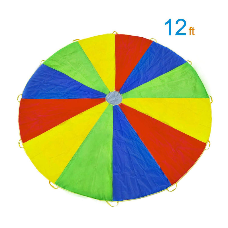 Rettebovon Parachute for Kids with 12 Handles Multi-Purpose Waterproof 12ft Play Parachute Toy Games for Team Games,You Can Also Use it for Picnic Mat and Furniture Cover - BeesActive Australia