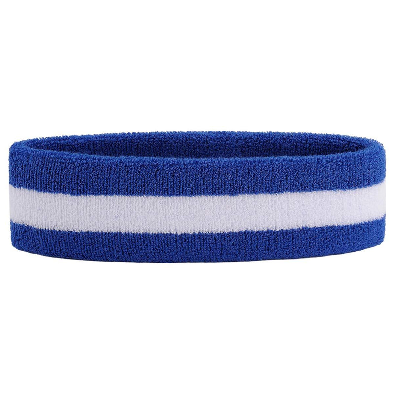 ONUPGO Headband Sports Sweatbands Wristbands Terry Cloth Striped Head Band/Wrist Band Set Athletic Exercise Basketball Headbands Moisture Wicking Sweat Absorbing Sweat Band HEADB - Blue/White/Blue - BeesActive Australia