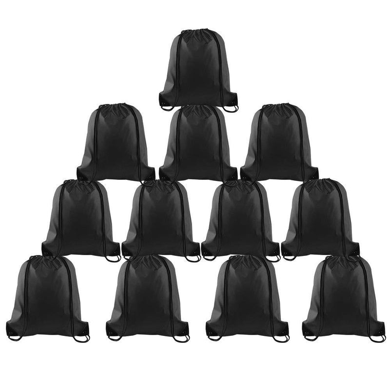 FEPITO 12-22 Pack Drawstring Backpack Bags String Backpack Bulk Tote Sack Cinch Bag Sport Bags for School Gym Traveling Black 1 12pack - BeesActive Australia