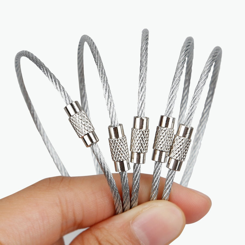 Pawfly Wire Keychain Cable 6 inch Stainless Steel Key Ring Loop for Outdoor Hiking 10 Pack - BeesActive Australia