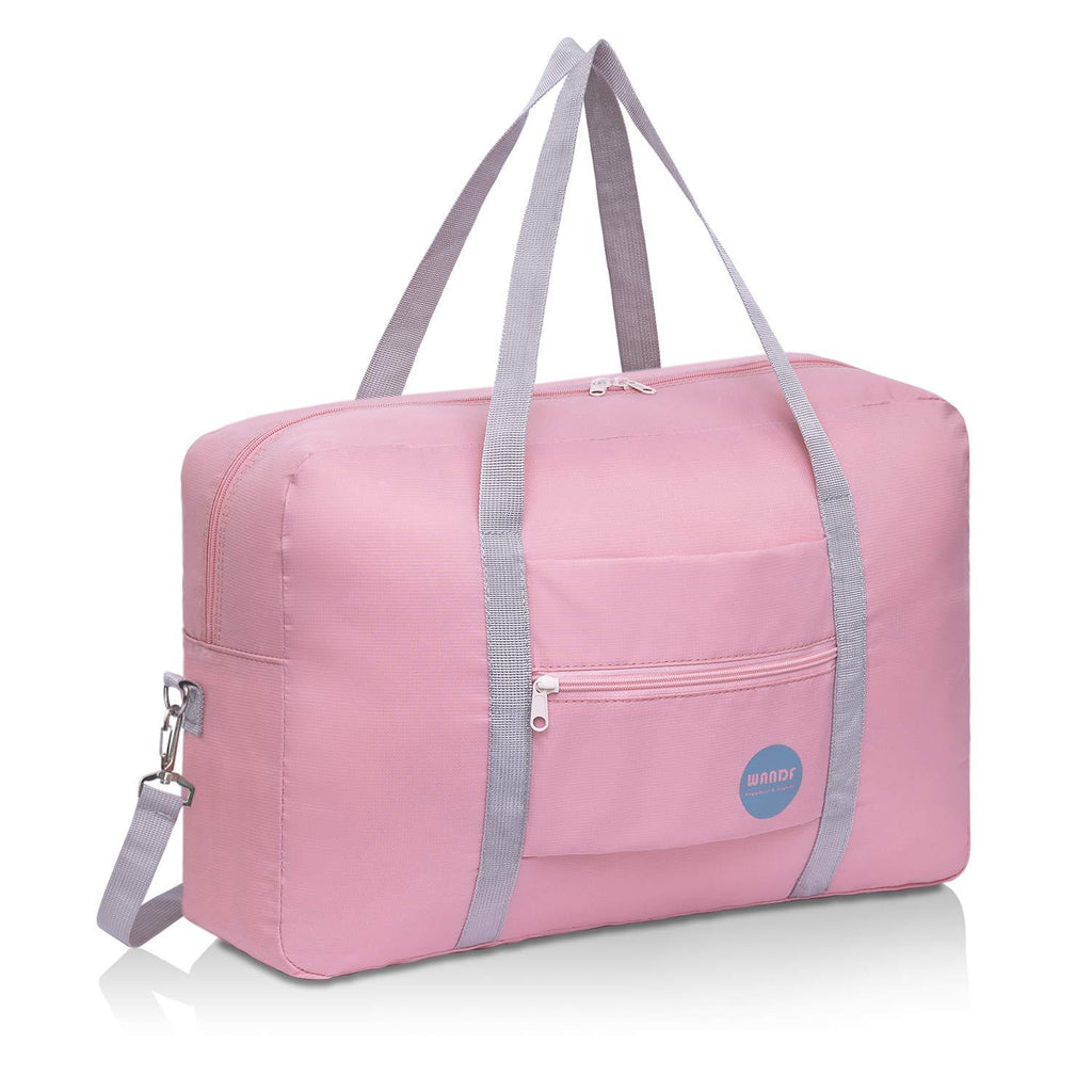 Wandf Foldable Travel Duffel Bag Luggage Sports Gym Water Resistant Nylon A-Coral Pink - BeesActive Australia