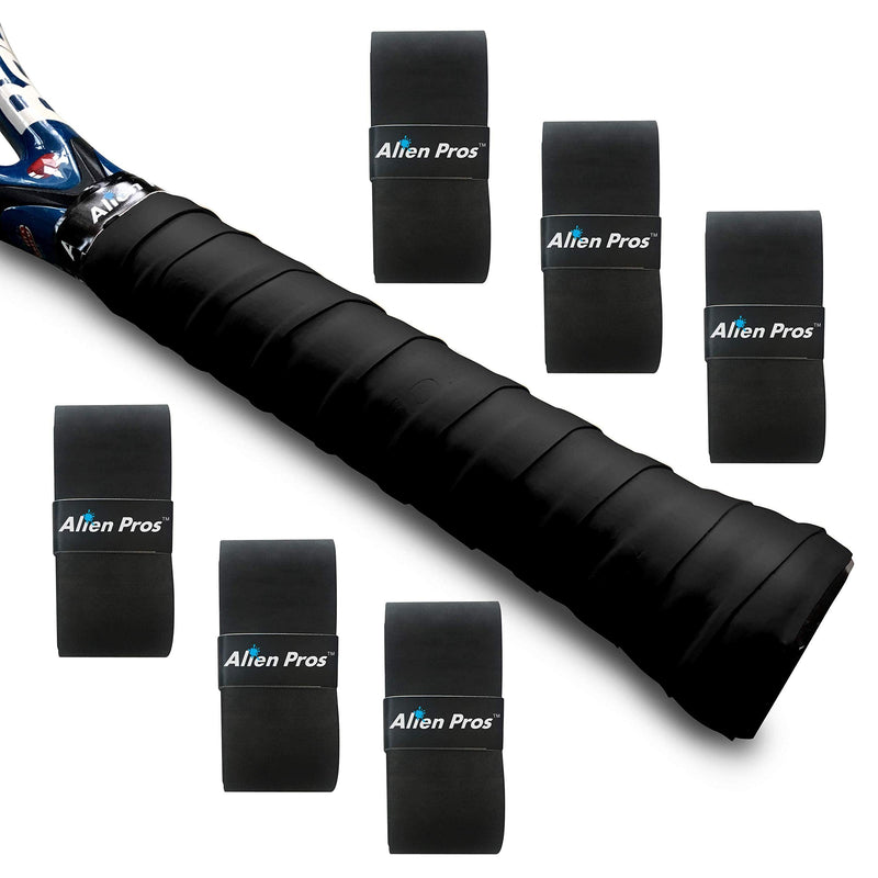 ALIEN PROS Tennis Racket Grip Tape - Precut and Dry Feel Tennis Grip - Tennis Overgrip Grip Tape Tennis Racket - Wrap Your Racquet for High Performance 6-Pack Black - BeesActive Australia