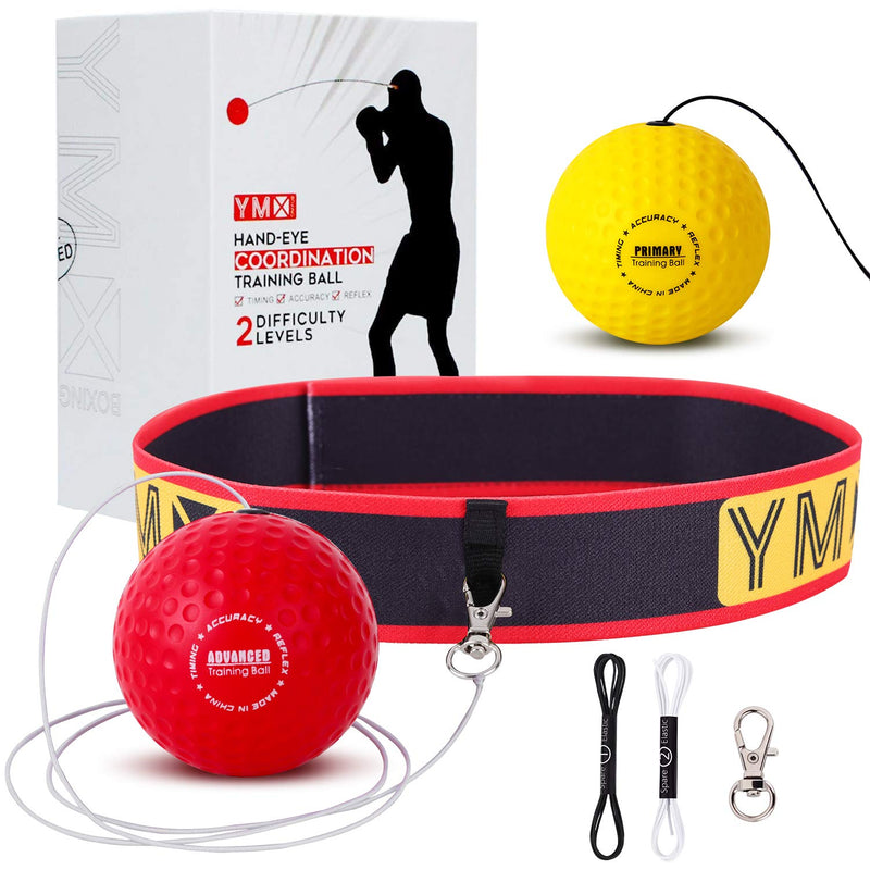 YMX Boxing Training Reflex Ball - Adjustable Elastic Head Band, Light Weight Soft Foam Balls - Improve Hand to Eye Coordination, Reaction Speed, Focus, Accuracy - Cardio Sports Exercise Equipment Yellow/Black - BeesActive Australia