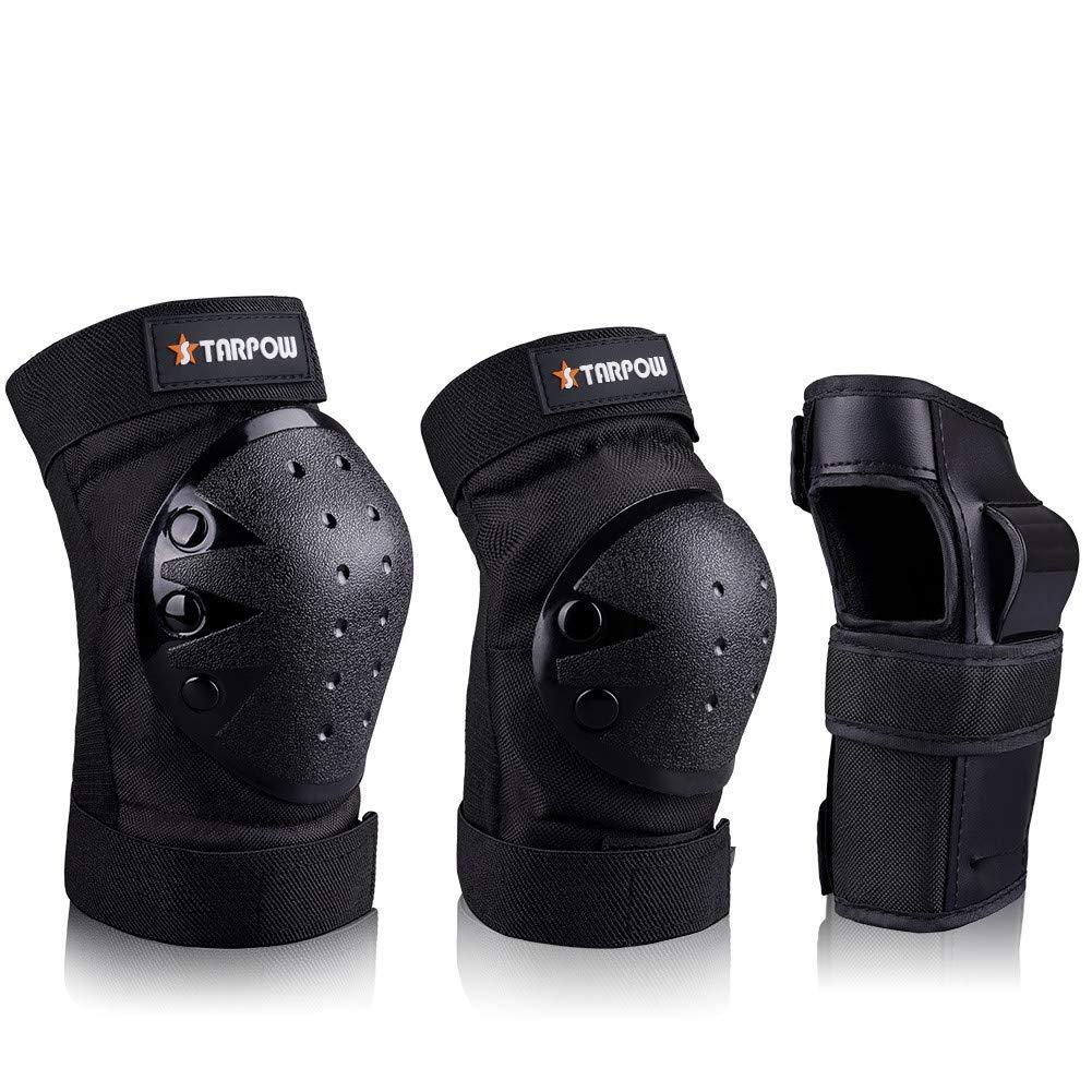 STARPOW Knee Pads for Kids/Adult Elbows Pads Wrist Guards 3 in 1 Protective Gear Set for Skateboarding, Roller Skating, Rollerblading, Snowboarding, Cycling(S/M/L) Black Child ( Small ) - BeesActive Australia