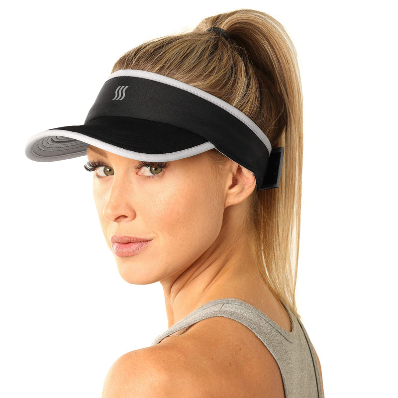 SAAKA Sport Visor for Women. Soft, Stretchy, Lightweight & Adjustable. Running, Tennis, Golf & Sports. Black - BeesActive Australia