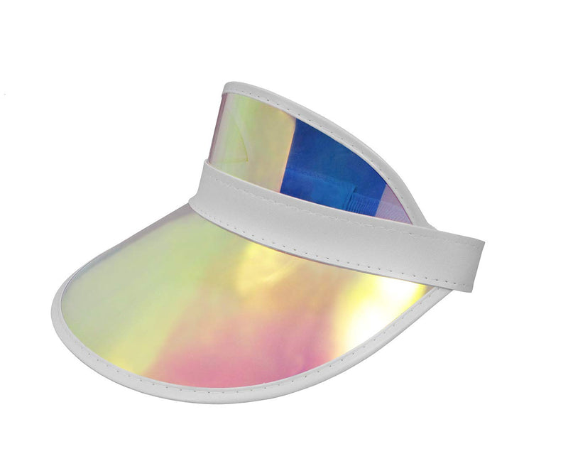 Clear Colored Plastic Sun Visor Tennis Beach Bingo Vegas Dealer Golf Casino Hat Pink Iridescent - BeesActive Australia