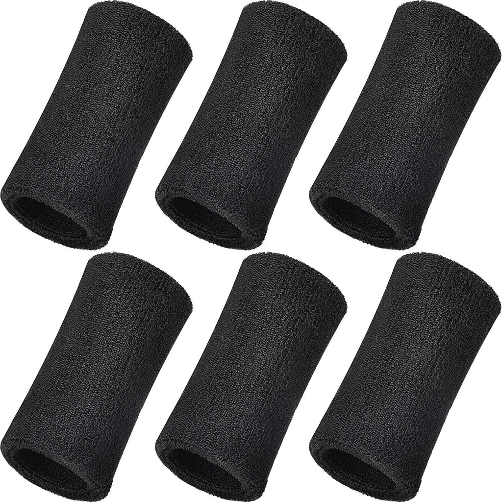 WILLBOND 6 Inch Wrist Sweatband Sport Wristbands Elastic Athletic Cotton Wrist Bands for Sports Black - BeesActive Australia