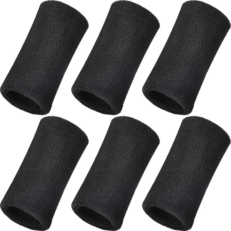 WILLBOND 6 Inch Wrist Sweatband Sport Wristbands Elastic Athletic Cotton Wrist Bands for Sports Black - BeesActive Australia