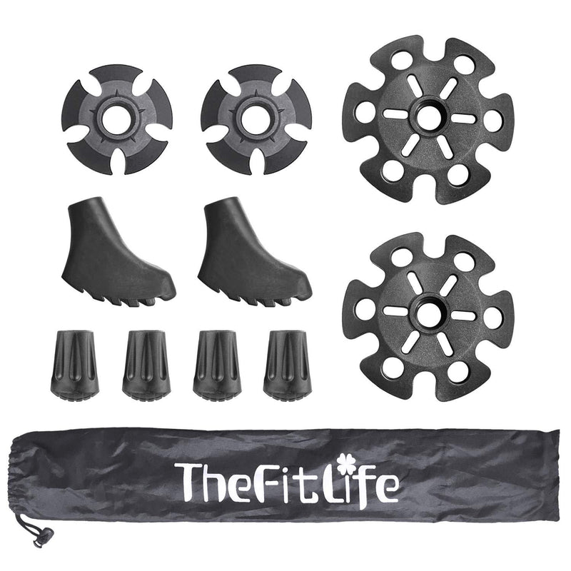 TheFitLife Trekking Poles Accessories Set - Rubber Replacement Pole Tip Protectors Fit Most Standard Hiking, Walking Poles with 11mm Hold Diameter - BeesActive Australia