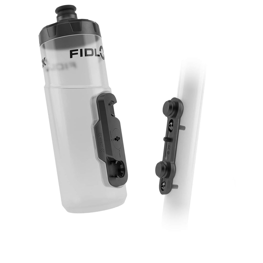 Fidlock TWIST Bottle 600 Set- Bike Water Bottle Holder with Attached Bottle - Cage Free Magnetic Mount - Clear - BeesActive Australia