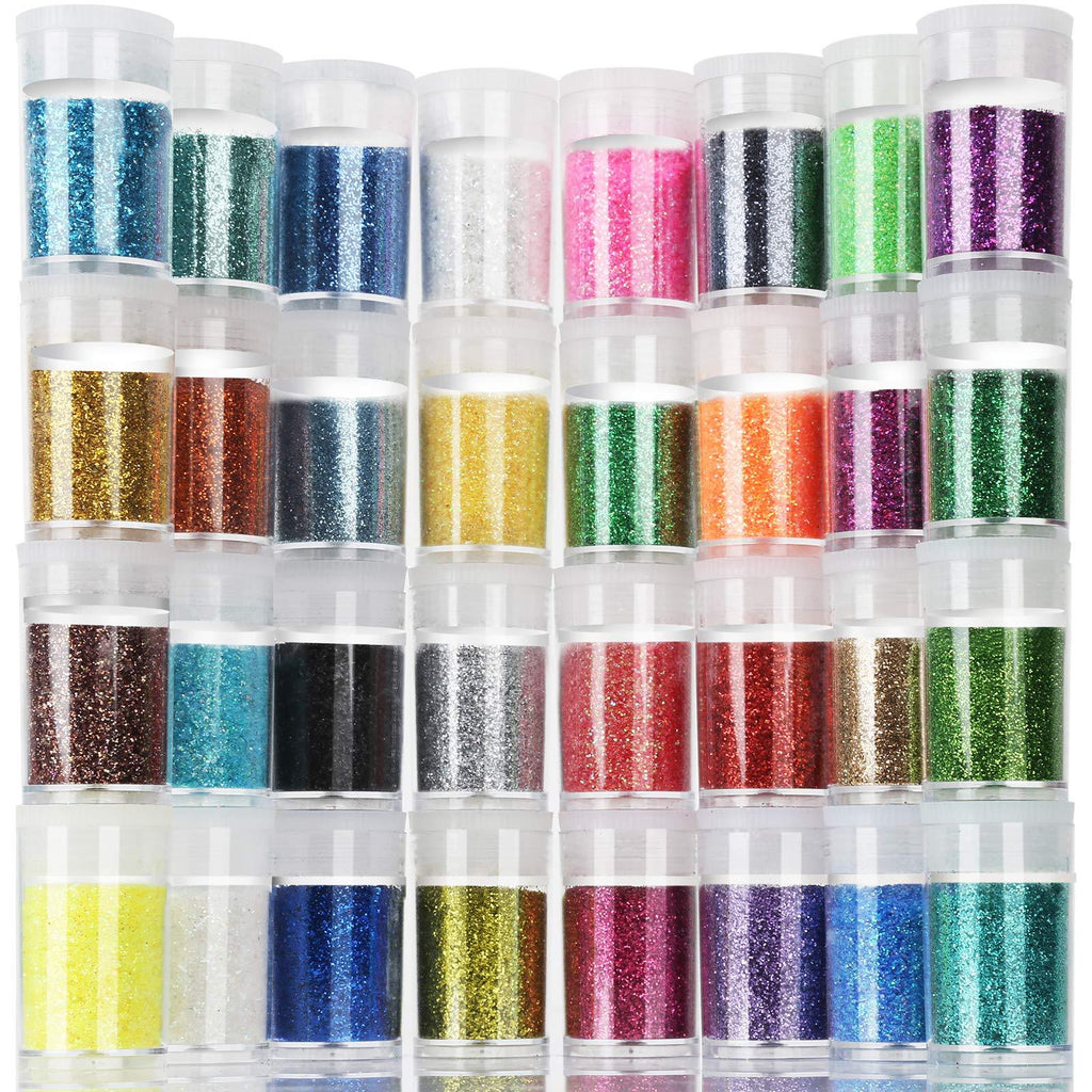 Teenitor Fine Glitter, 32 Jars 8g Each Glitter Set, 32 Assorted Color Arts and Craft Glitter, Eyeshadow Makeup Nail Art Pigment Glitter, Glitter for Slime - BeesActive Australia