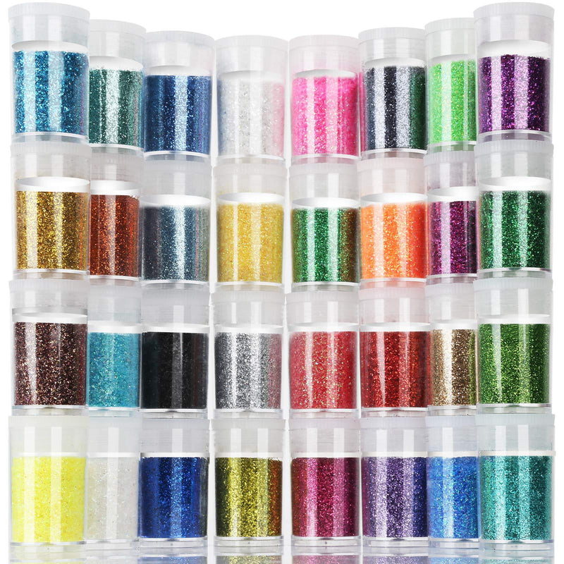 Teenitor Fine Glitter, 32 Jars 8g Each Glitter Set, 32 Assorted Color Arts and Craft Glitter, Eyeshadow Makeup Nail Art Pigment Glitter, Glitter for Slime - BeesActive Australia