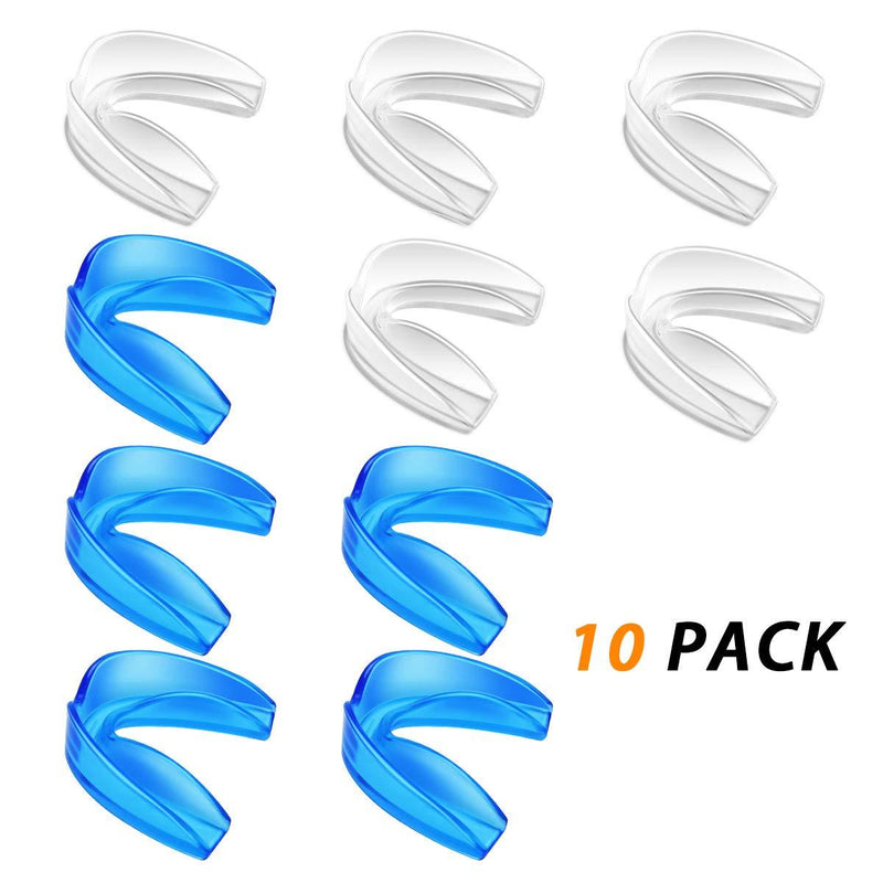 Coolrunner Mouth Guard Sports, 10 Pack Athletic Mouth Guards, Professional Moldable Youth Mouthguard for Maximum Protection, Customizable for Comfort(12 Years or Older) Transparent+Blue - BeesActive Australia