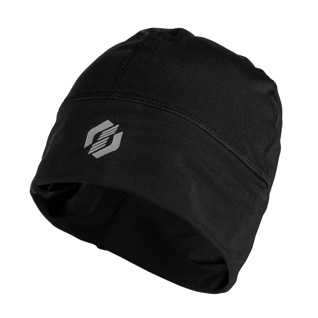 SLS3 Running Hat - Cold Weather Runners Beanie Reflective - Jogging Hats Thin Jet Black - BeesActive Australia