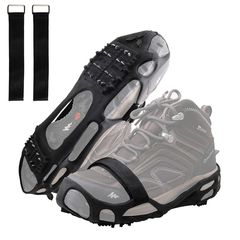 AGOOL Ice Cleats Snow Traction Cleats Crampon for Walking on Snow and Ice Non-Slip Overshoe Rubber Anti Slip Crampons Slip-on Stretch Footwear 24 Steel with Velcro Strap Medium(5.5-7 men/7-8.5 women) - BeesActive Australia