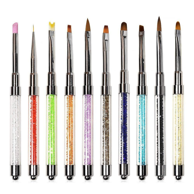 KADS Acrylic Brush Nail Art Brush Rhinestone Powder Brush Acrylic Clear Handle Nail Art Design Paint Pen Manicure Tool for Nails Sculpting (Set) Set - BeesActive Australia