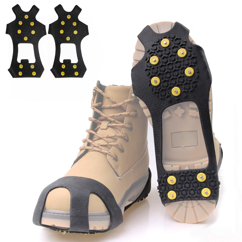 JSHANMEI Crampons Ice Cleats for Shoes and Boots Snow Cleats for Women Men Non-Slip Spikes Shoes Ice Walking Cleats Traction on Snow and Ice 10 Studs Medium - BeesActive Australia