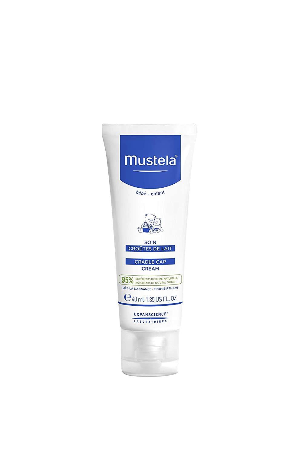 Mustela Baby Cradle Cap Cream - Newborn safe - with Natural Avocado - Paraben Free & Fragrance Free - 1.35 fl. oz. New Packaging - BeesActive Australia