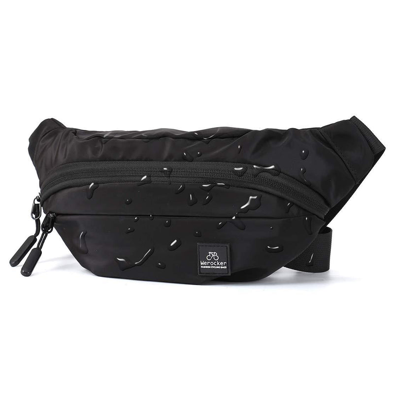 Black Large Fanny Pack for Men Women Plus Size Waist Waterproof, Gym Outdoor Fashion Belt Waist Bag Pack Pouch for Men with Zipper Adjustable Strap,Nylon black1 - BeesActive Australia
