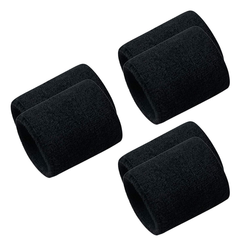 Men & Women Wristbands Terry Cloth Moisture Wicking for Sports,Tennis,Gym,Work Out Black 3 Pack - BeesActive Australia
