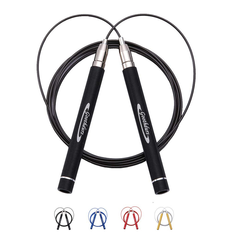 Goothdurs Speed Jump Rope Tangle-Free with Ball Bearing - Adjustable & Self-Locking Aluminum Skipping Ropes with Carrying Pouch Ideal for Crossfit Training, Boxing, and MMA Workouts A1.1-Black 10 ft(for Height>5'9") - BeesActive Australia