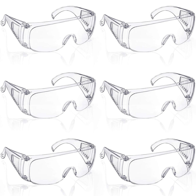 6 Packs Protective Polycarbonate Eyewear Clear Safety Goggles Anti-Fog Glasses with Impact Resistant Lens for Construction Laboratory Outdoor Eye Protection - BeesActive Australia
