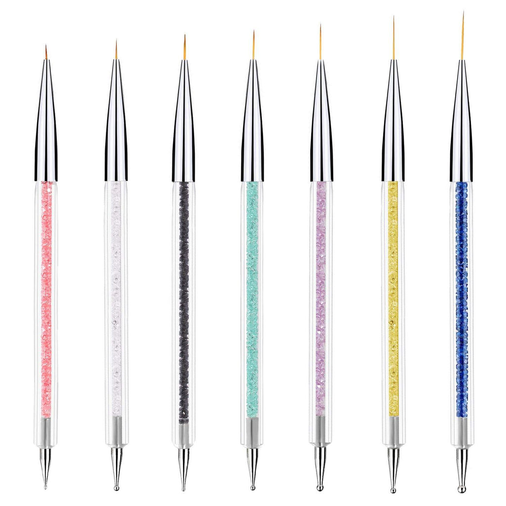 7 Pieces Nail Art Liner Brushes, Dual-ended Painting Nail Design Nylon Brush Pen Set Nail Art Point Drawing Brush Pen 5/7/9/11/14/16/20 mm - BeesActive Australia