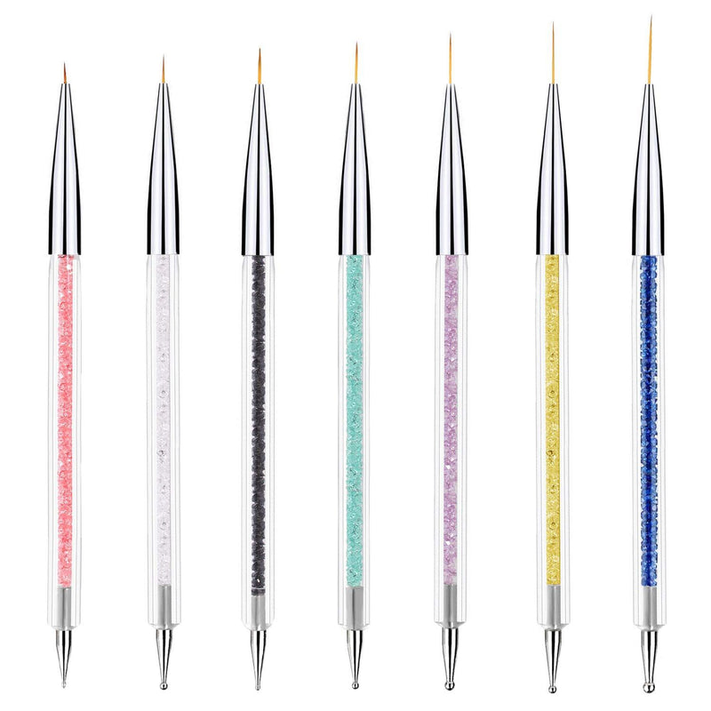 7 Pieces Nail Art Liner Brushes, Dual-ended Painting Nail Design Nylon Brush Pen Set Nail Art Point Drawing Brush Pen 5/7/9/11/14/16/20 mm - BeesActive Australia