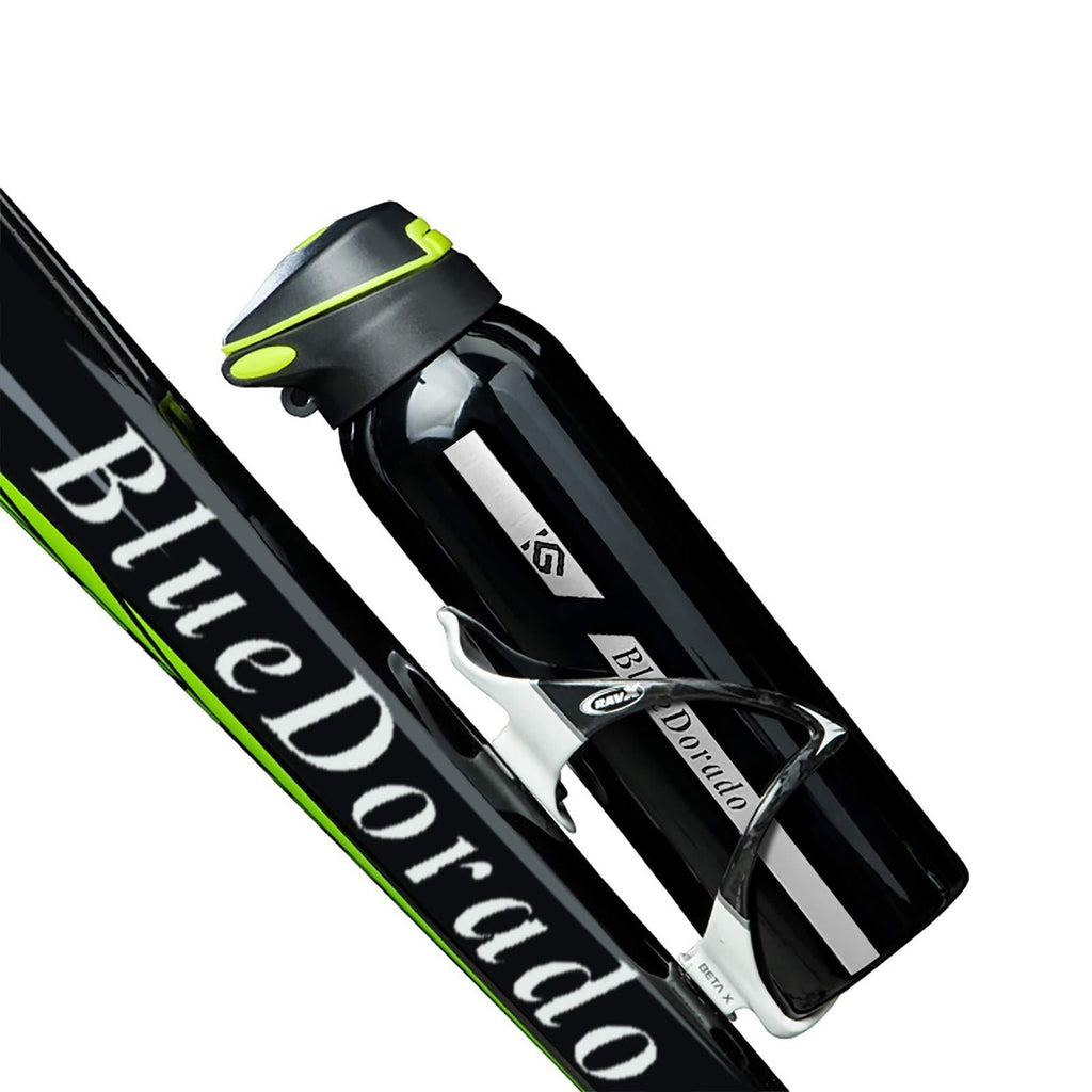 BlueDorado Bicycle Water Bottle, Vacuum Stainless Steel Cycling Water Bottle, Modern Double Walled Simple Thermo Mug, Insulated Bike Water Bottle with Straw Lid & Flex Cap, BPA-Free,18 Oz Black - BeesActive Australia