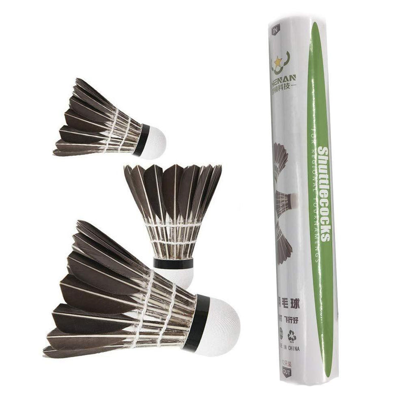 ZHENAN 12-Pack Black Goose Feather Badminton Shuttlecocks with Great Stability and Durability Goose Feathers Badminton Balls,Hight Speed Badminton Birdies Balls - BeesActive Australia