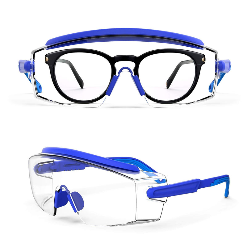 Protective Glasses, Anti Fog Safety Glasses With Adjustable Frame And Temples Blue - BeesActive Australia