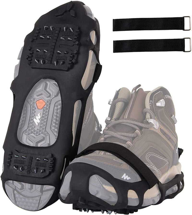 SILANON Crampons Ice Cleats for Shoes and Boots,Snow Traction Cleats for Women Men Kids Anti Slip 24 Spikes Shoes Walk Traction Cleats on Snow and Ice with velcro strap Medium(5.5-7 men/7-8.5 women) - BeesActive Australia