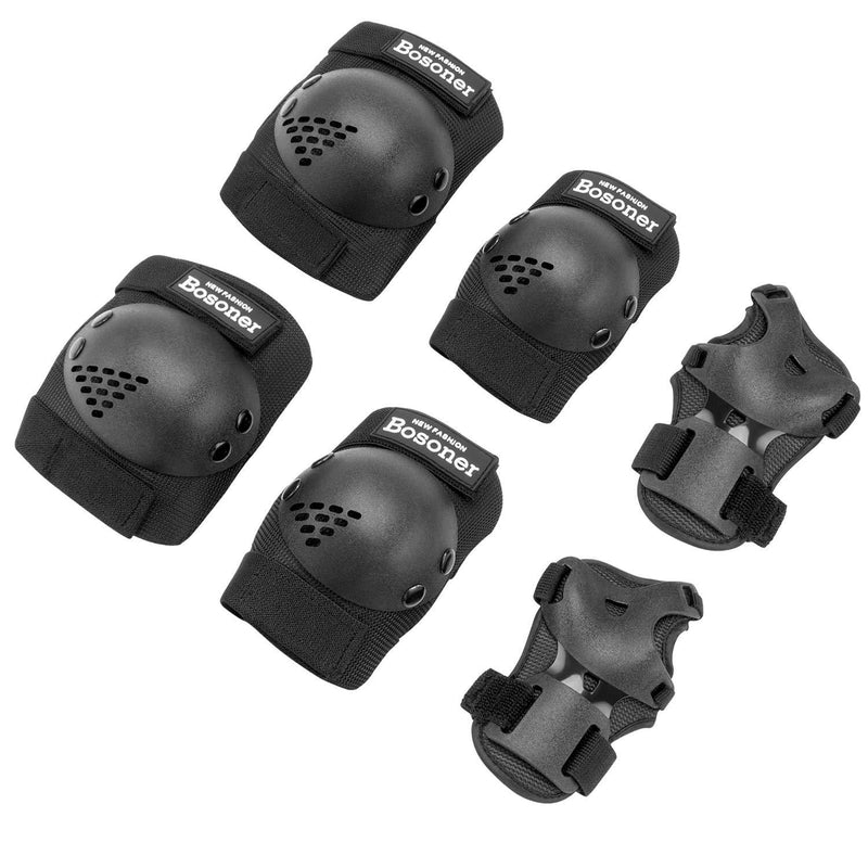 BOSONER Kids/Youth Knee Pad Elbow Pads for Roller Skates Cycling BMX Bike Skateboard Inline Rollerblading, Skating Skatings Scooter Riding Sports Black Small (3-7 years) - BeesActive Australia
