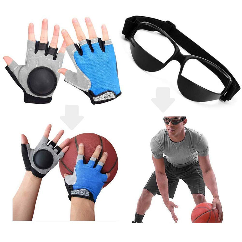 Basketball Dribbling Finger Training Anti Grip Ball Handle Train Gloves, Basketball Goggles Dribble Dribbling Eyewear Glasses Goggles for Kids Youth Adult Adolescent Golf Rugby Soccer For Adult - BeesActive Australia