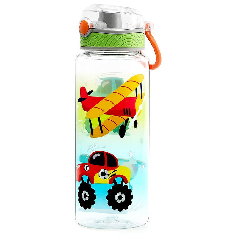 Home Tune Cute Water Bottle for School Kids Boys, BPA Free Tritan & Leak Proof Flip Top Lid & Easy Clean & Carry Handle, 23oz/ 680ml Airplane & Truck - BeesActive Australia