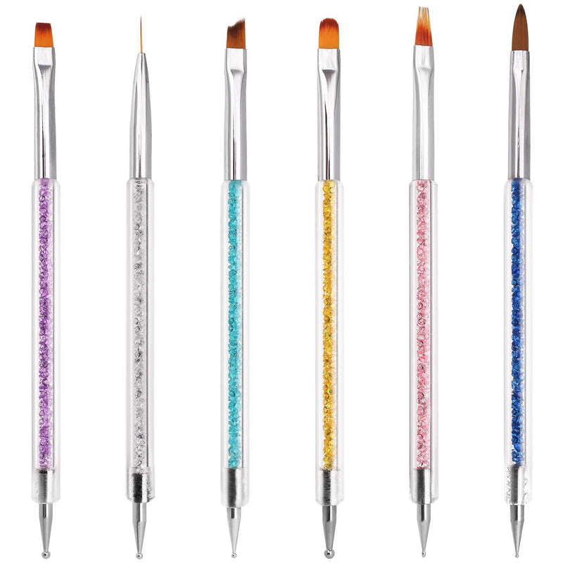 iminoo 6PCS Nail Art Brushes,Double Ended Nail Liner Brush Dotting Pen Nail Art Point Drill Drawing Tools,Double Ended Nail Art Brushe for DIY Nail Art Designs (Style B) Style B - BeesActive Australia