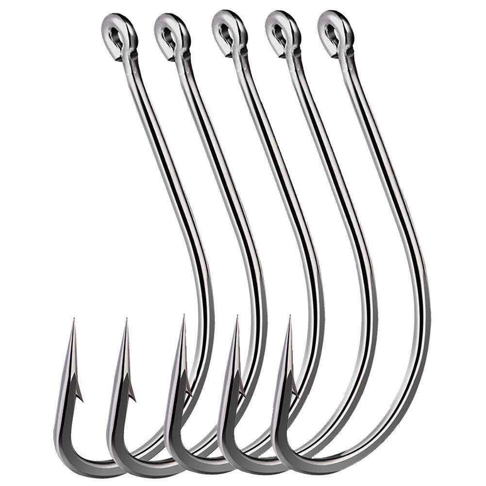 Dyxssm 150pcs/lot Forged Long Shanked Fishing Hooks Stainless Steel Fishing Hook for Saltwater Freshwater, Circle Octopus Fishing Hooks 1/0# (150pcs) - BeesActive Australia