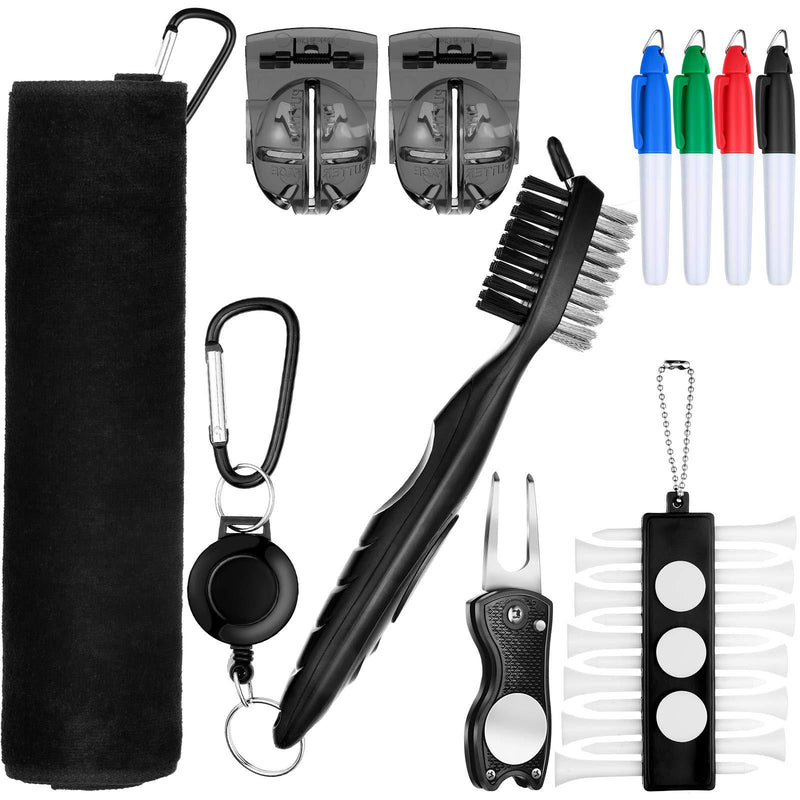 22 Pieces Golf Accessory Kit Include 1 Piece Golf Towel 4 Pieces Golf Marking Pen 2 Pieces Golf Line Marker 1 Piece Golf Brush 1 Piece Golf Tee Holder with 12 Pieces Golf Tee 1 Piece Golf Repair Tool - BeesActive Australia
