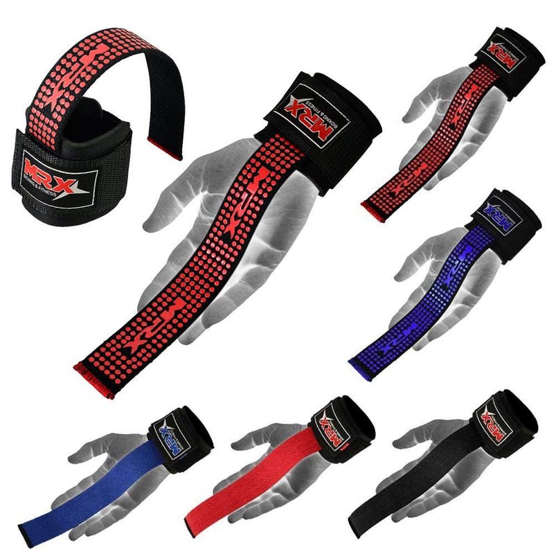 MRX BOXING & FITNESS Weight Lifting Bar Straps with Wrist Support Wraps in Black/Red - BeesActive Australia
